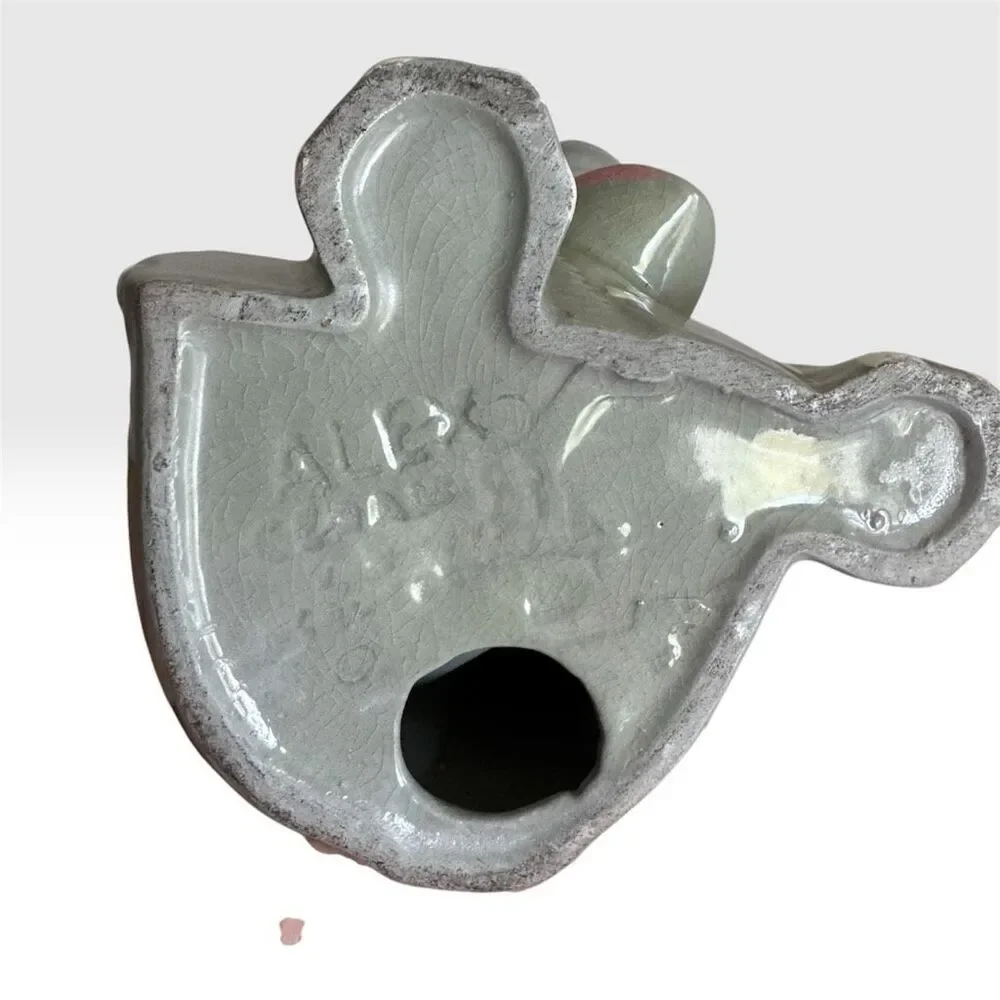 Vintage Mid-Century Ceramic Elephant Ashtray Trinket Novelty Decor Signed Alex